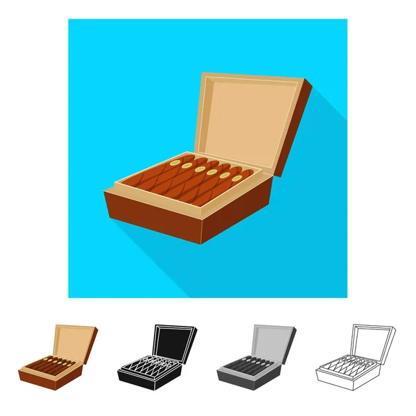 Векторний дизайн логотипу сигари та коробки. Набір символів сигари та пакунків для Інтернету . — стоковий вектор