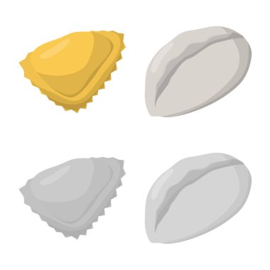 Ürünler ve pişirme işareti vektör tasarımı. Ürünler ve web için meze hisse senedi simgesi.