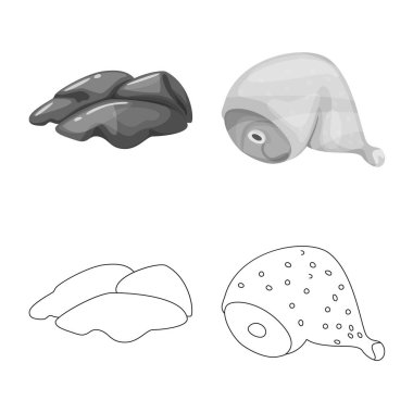 Ürün ve kümes hayvanları simge vektör Illustration. Web için ürün ve tarım hisse senedi simgesi kümesi.