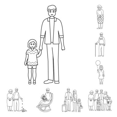 Mutlu ve karakter logosu vektör Illustration. Mutlu ve portre stok vektör çizim koleksiyonu.