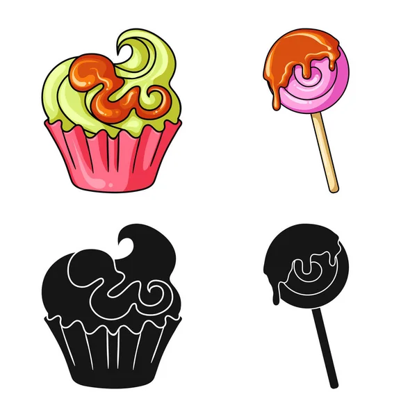 Vektoros illusztráció cukrászda és kulináris logó. Édesség- és termék vektor ikon készletek gyűjteménye. — Stock Vector
