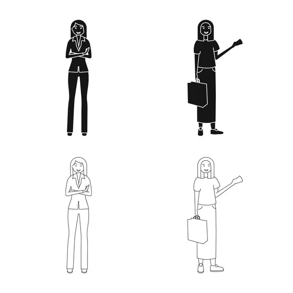 Conception vectorielle de la posture et du logo de l'humeur. Collection de posture et icône vectorielle femelle pour stock . — Image vectorielle