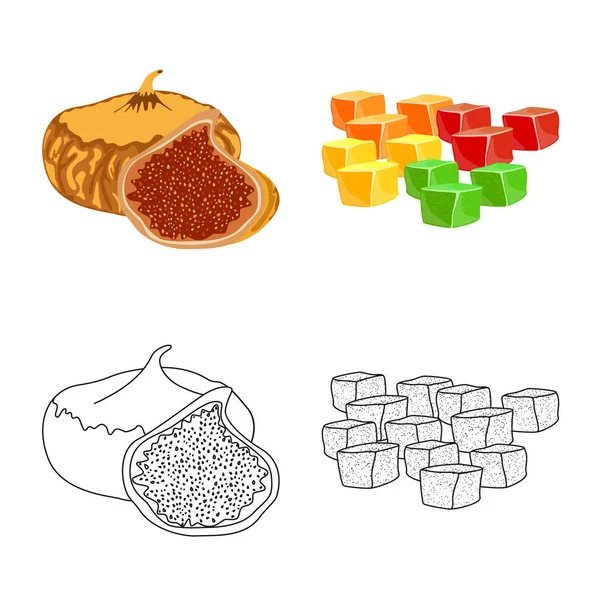 Diseño vectorial de alimentos y signos crudos. Colección de alimentos y naturaleza vector icono para stock . — Vector de stock