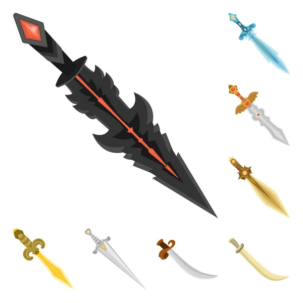 Ilustração vetorial do ícone espada e punhal. Conjunto de espada e arma vetor ícone para estoque . —  Vetores de Stock