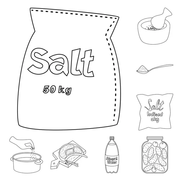 Isoliertes Objekt der Natrium- und Mineraliensymbole. Set von Natrium und Küchenaktiensymbol für Web. — Stockvektor