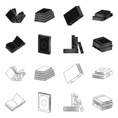 Eğitim ve kapak sembolü yalıtılmış nesne. Eğitim ve hisse senedi için kitapçı vektör simge kümesi.