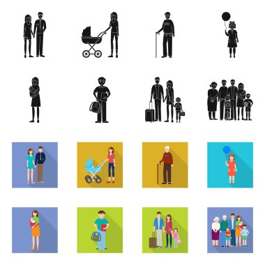 Karakter ve avatar simge vektör tasarımı. Karakter ve portre hisse senedi vektör çizim topluluğu.