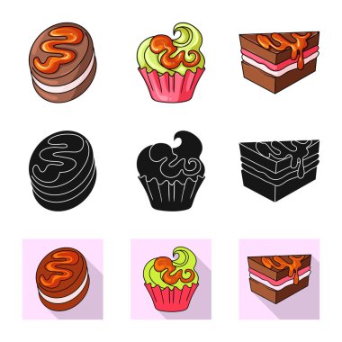 Şekerlemeler ve mutfak logo vektör tasarımı. Şekerlemeler ve ürün stok vektör çizim.