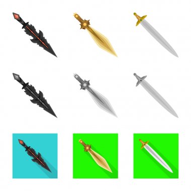 Oyun ve zırh simge vektör Illustration. Oyun ve bıçak hisse senedi vektör çizim seti.