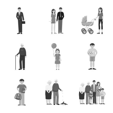 Yüz ve portre sembolüizole nesne. Yüz ve mutlu stok vektör illüstrasyon seti.