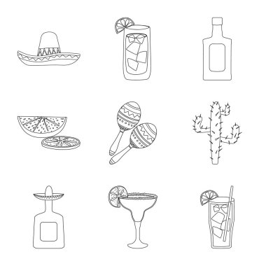 Meksika ve tekila logosu izole nesne. Meksika koleksiyonu ve fiesta stok vektör illüstrasyon.