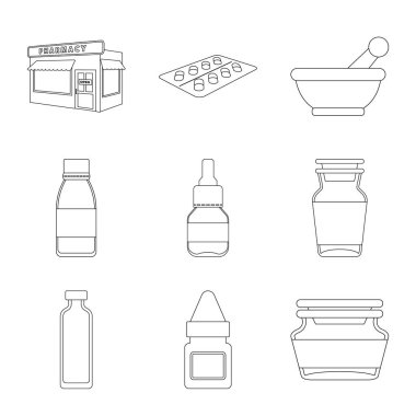 Eczane ve ilaç sembolü vektör illüstrasyon. Eczane ve sağlık stok vektör illüstrasyon koleksiyonu.