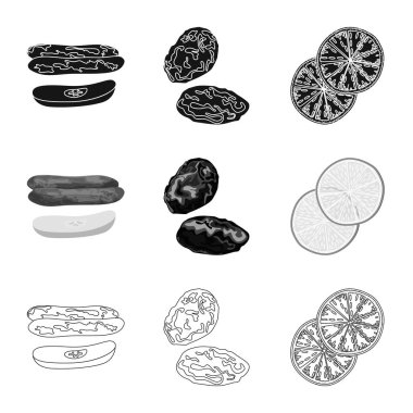 Gıda ve ham simge vektör tasarımı. Web için gıda ve doğa hisse senedi simgesi kümesi.