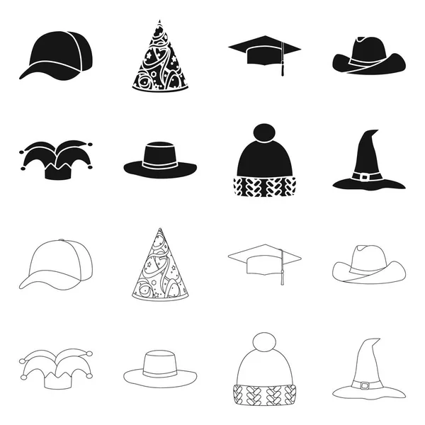 Izolovaný objekt oblečení a čepici symbol. Sbírka oblečení a baret burzovní symbol pro web. — Stockový vektor