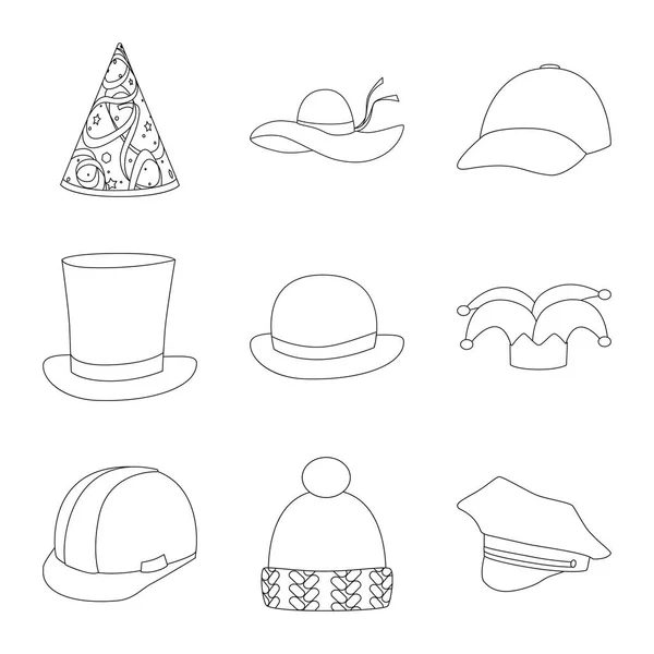Ilustración vectorial de la cabeza y el signo de la siesta. Colección de sombreros y casco stock vector ilustración . — Vector de stock