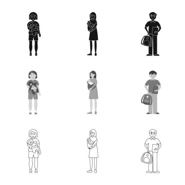 Karakter ve avatar simge vektör tasarımı. Hisse senedi için karakter ve portre vektör simge kümesi.