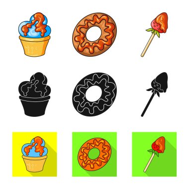 Şekerleme ve mutfak işareti yalıtılmış nesne. Şekerlemeler ve web için ürün hisse senedi simgesi.