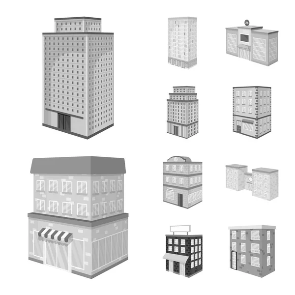 Objeto aislado de la realidad y el icono moderno. Colección de icono de vector de bienes raíces y construcción para stock . — Archivo Imágenes Vectoriales