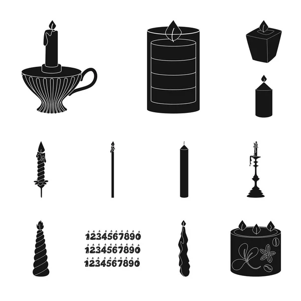 Isoliertes Objekt von Kerzenschein und Dekorationssymbol. Kollektion von Kerzenlicht und Wachsstock-Symbol für Web. — Stockvektor