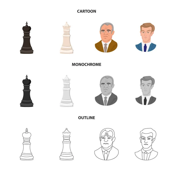 Vektor design av schackmatt och tunn ikonen. Samling av schackmatt och målet lager vektorillustration. — Stock vektor