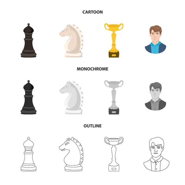 Vektorillustration av schackmatt och tunn ikon. Uppsättning av schackmatt och målet lager vektorillustration. — Stock vektor