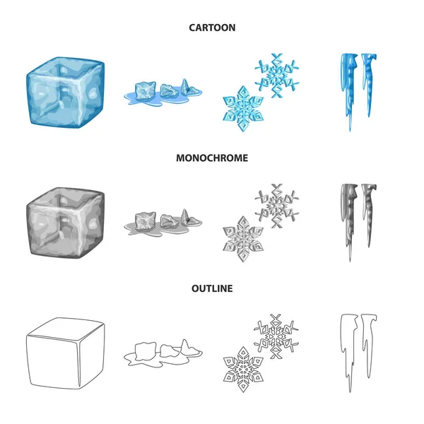 Objeto aislado de textura y símbolo congelado. Conjunto de textura e ilustración de vector de stock transparente . — Vector de stock