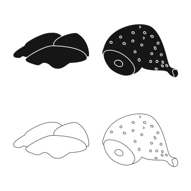 Ürün ve kümes hayvanları simge vektör Illustration. Hisse senedi için ürün ve tarım vektör simge kümesi.