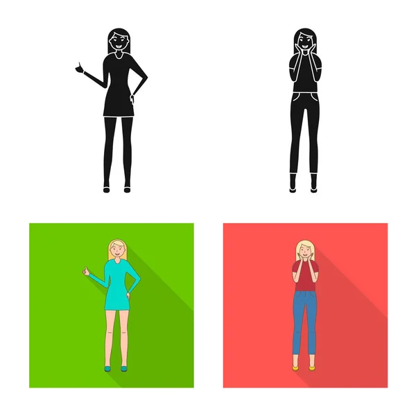 Vektorillustration av ikonen hållning och humör. Samling av hållning och kvinnliga lager vektorillustration. — Stock vektor