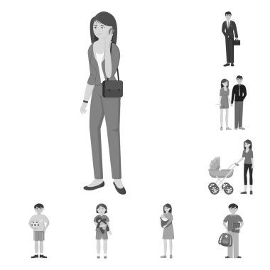 Yüz ve portre logosuizole nesne. Hisse senedi için yüz ve mutlu vektör simgesi kümesi.