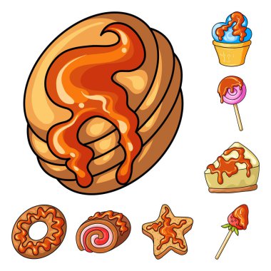 Tatlı ve tatlı simge vektör tasarımı. Tatlı ve gıda hisse senedi vektör çizim seti.
