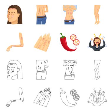 Vektör tasarımı tıbbi ve ağrı oturum açın. Sağlık ve hastalık hisse senedi simgesi için web topluluğu.