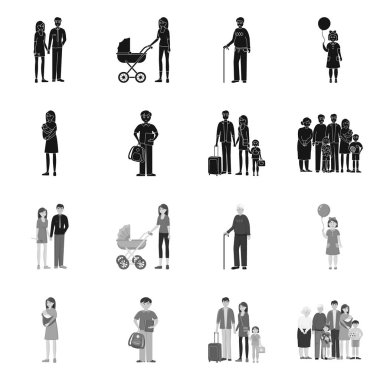 Vektör Illustration karakter ve avatar sembolü. Hisse senedi için karakter ve portre vektör simge kümesi.