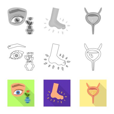 Diyet ve tedavi logo vektör Illustration. Hisse senedi için diyet ve tıp vektör simge kümesi.