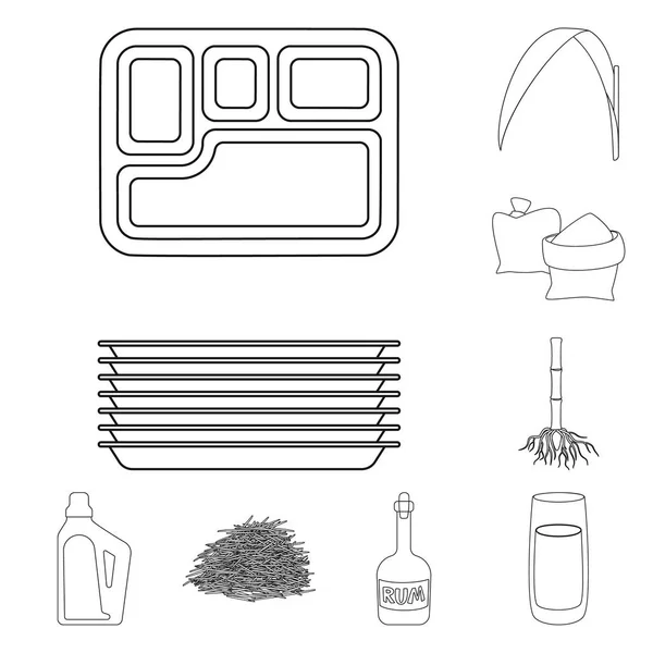 Vector illustration of sugar and field logo. Set of sugar and plantation stock vector illustration. — Stock Vector