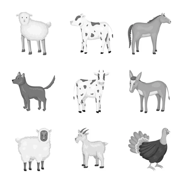 Oggetto isolato di fattoria e logo agricolo. Set di fattoria e cucina stock simbolo per il web . — Vettoriale Stock