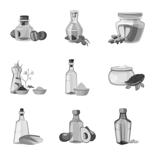 Illustrazione vettoriale del logo nutrizionale e biologico. Set di nutrizione e stock di vetro simbolo per il web . — Vettoriale Stock