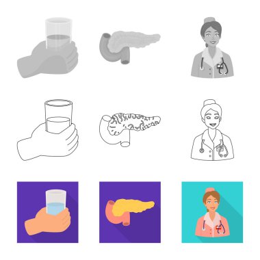 Diyet ve tedavi işareti vektör tasarımı. Diyet ve ilaç hisse senedi simgesi için web topluluğu.