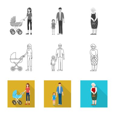Karakter ve avatar simge vektör tasarımı. Hisse senedi için karakter ve portre vektör simge kümesi.