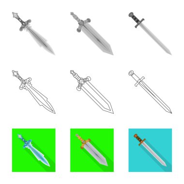 Oyun ve zırh logo yalıtılmış nesne. Oyun ve bıçak hisse senedi vektör çizim seti.