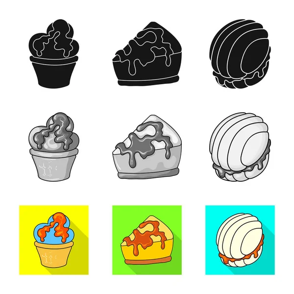 Ilustracja wektorowa słodycze i kulinarny symbol. Kolekcja wyrobów cukierniczych i produktu symbol giełdowy dla sieci web. — Wektor stockowy