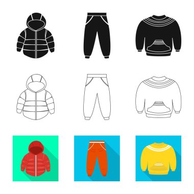 Moda ve giysi işareti yalıtılmış nesne. Moda ve pamuk stok vektör çizim seti.