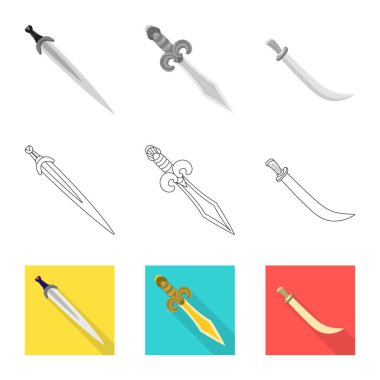 İzole işareti oyun ve zırh nesne. Oyun ve bıçak hisse senedi vektör çizim seti.