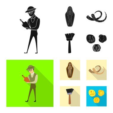 Vektör tasarımı bir hikaye ve öğeleri işaret. Web için hikaye ve öznitelikleri hisse senedi simgesi kümesi.