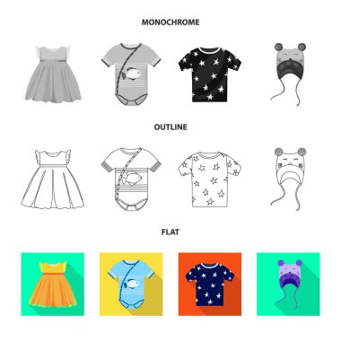 İllüstrasyon işareti moda ve hazır giyim, vektör. Hisse senedi için moda ve pamuk vektör simge kümesi.