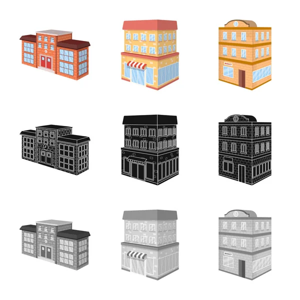 Illustration vectorielle de la construction et du bâtiment. Ensemble de construction et le symbole de stock immobilier pour le web . — Image vectorielle