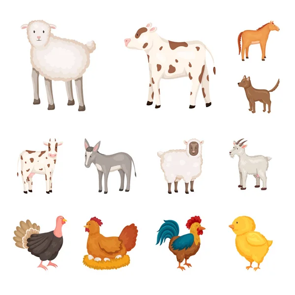 Vektorillustration von Bauernhof und Nahrungsmittelsymbol. Sammlung von Vektorsymbolen für Bauernhof und Landschaft für Aktien. — Stockvektor