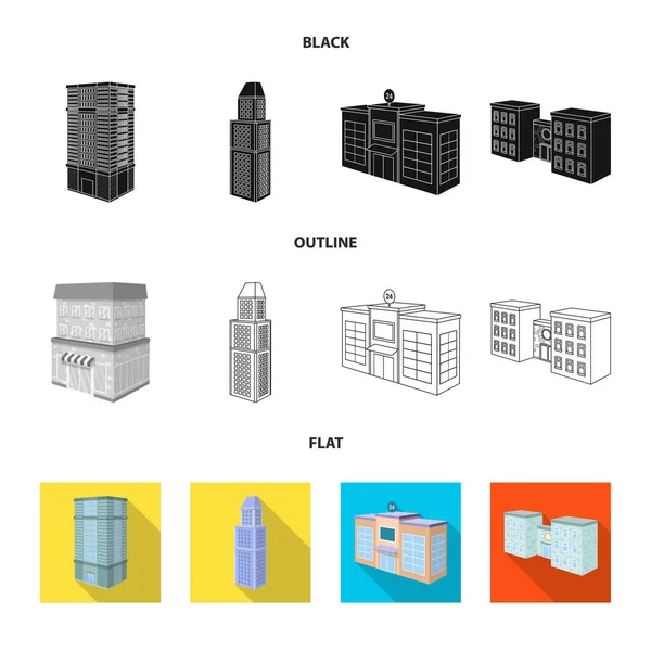 Illustrazione vettoriale dell'icona della costruzione e dell'edificio. Raccolta di costruzione e stock immobiliare simbolo per il web . — Vettoriale Stock