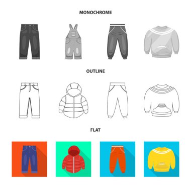 Moda ve giysi logo vektör tasarımı. Moda ve pamuk stok vektör çizim seti.