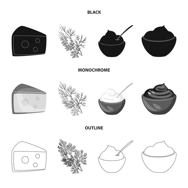 Diseño vectorial del sabor y el icono del producto. Juego de ilustración vectorial de sabor y caldo de cocina . — Archivo Imágenes Vectoriales