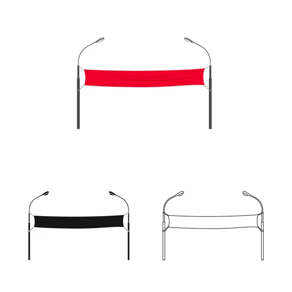 Vektor illustration av banderoll och lampsymbol. Insamling av banderoll och gardin Lager vektor illustration. — Stock vektor